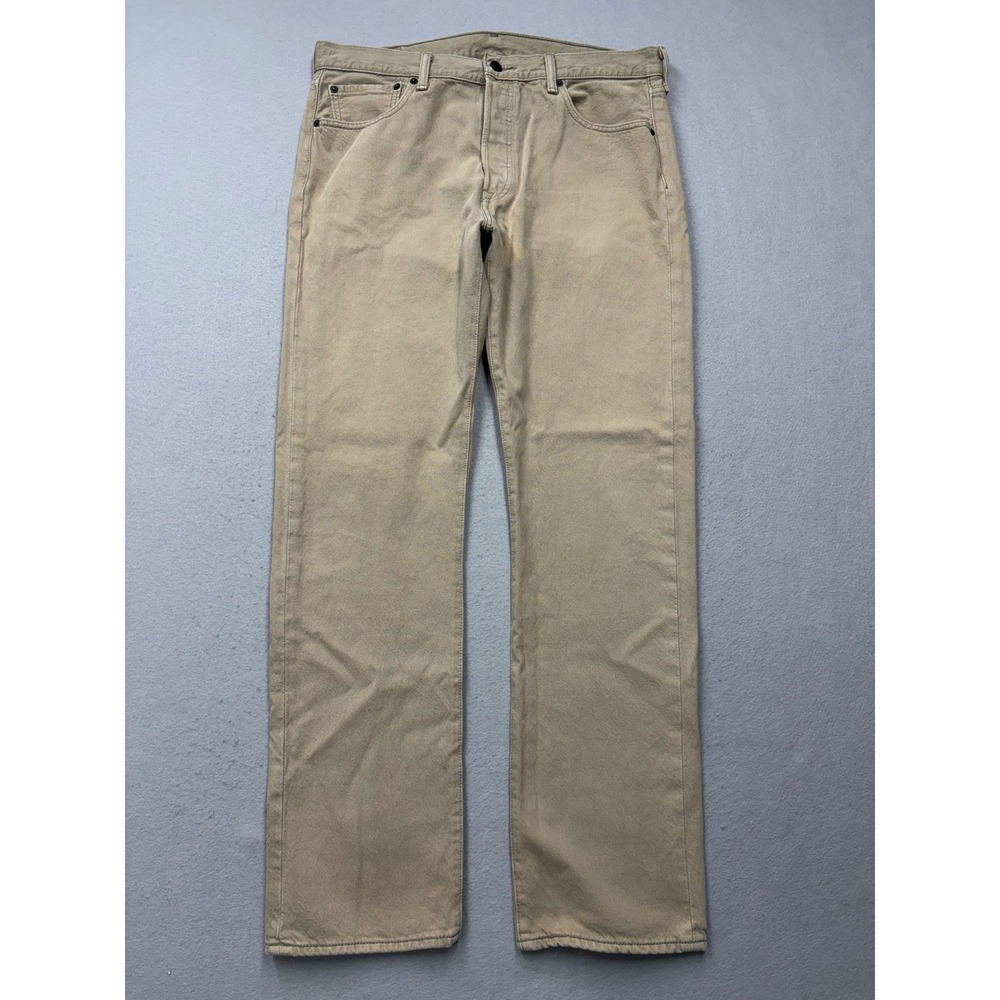 Levi's 501 Jeans Mens 34x32 Tan Khaki Original Fit Straight Leg Faded Button Fly